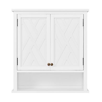 Bolton Coventry Over Toilet Wall Mounted Bath Storage Cabinet with Two Doors & Open Shelf