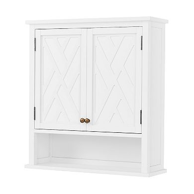 Bolton Coventry Over Toilet Wall Mounted Bath Storage Cabinet with Two Doors & Open Shelf