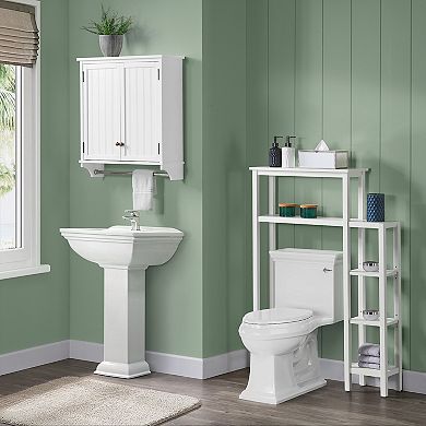 Bolton Dover Over Toilet Organizer with Side Shelving, 2 Doors & Towel Rod