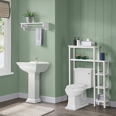 Bolton Dover Over Toilet Organizer with Side Shelving, Bathroom Shelf with 2 Towel Rods