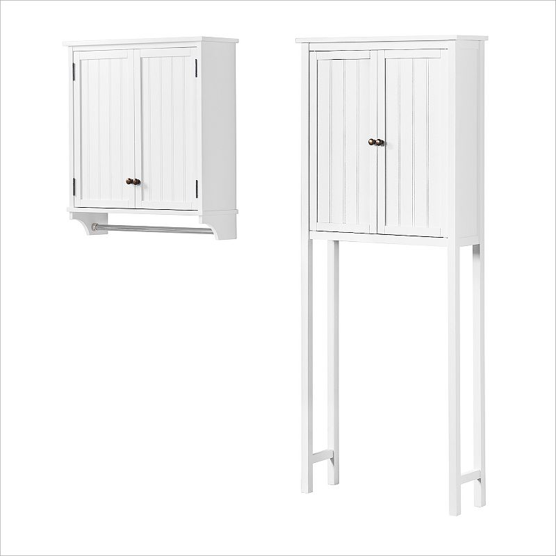 Bolton Dover Over Toilet Hutch with 2 Doors and Towel Rod, White