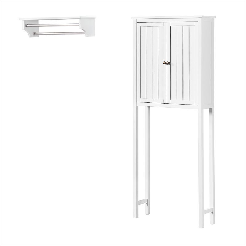 Bolton Dover Over Toilet Hutch with 2 Doors, Bathroom Shelf with 2 Towel Ro
