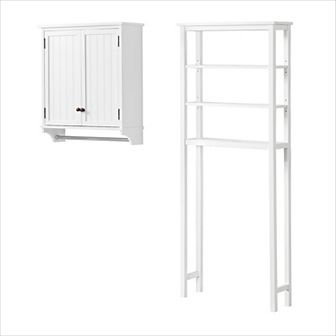 Bolton Dover Over Toilet Organizer with Open Shelving, 2 Doors & Towel Rod