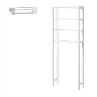 Bolton Dover Over Toilet Organizer with Open Shelving, Bathroom Shelf with 2 Towel Rods