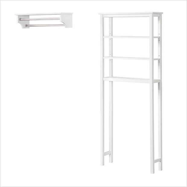 Dover White 27 W Bathroom Shelf with 2 Towel Rods