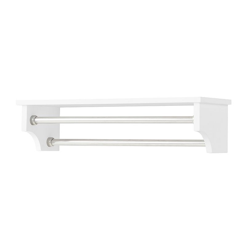 Bolton Dover Bathroom Shelf with 2 Towel Rods, White