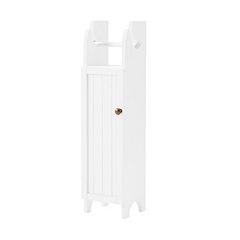 HOMCOM Bathroom Floor Organizer Free Standing Space Saving Narrow Storage  Cabinet Bath Toilet Paper Holder with Drawers White