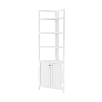 Bolton Dover 25"W x 68"H Corner Storage Cabinet with 2 Doors & Open Shelving