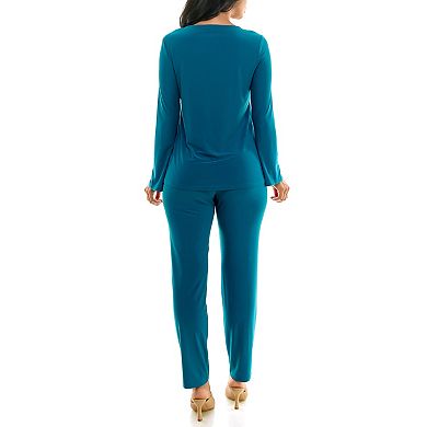Women's Nina Leonard Studded Top & Pant Set