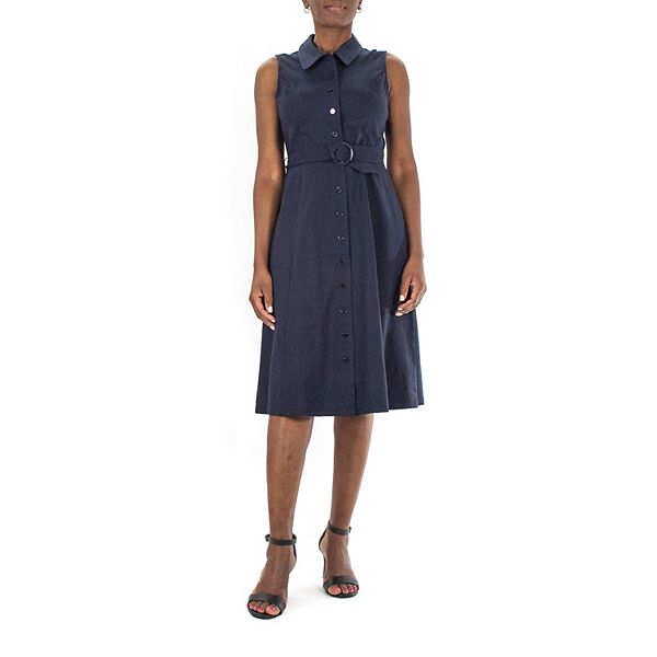 Women s Nina Leonard Sleeveless Midi Shirt Dress