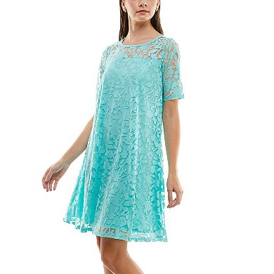 Women's Nina Leonard Burnout-Lace Swing Dress