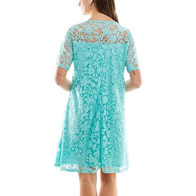 Women's Nina Leonard Burnout-Lace Swing Dress