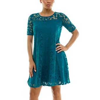 Women's Nina Leonard Burnout-Lace Swing Dress