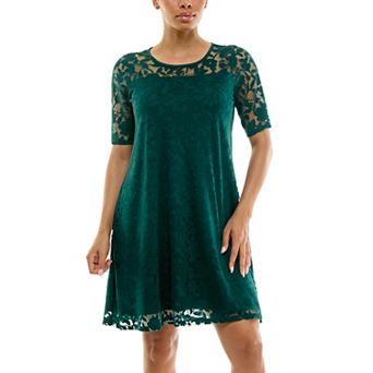 Women's Nina Leonard Burnout-Lace Swing Dress