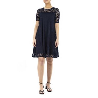 Women's Nina Leonard Burnout-Lace Swing Dress