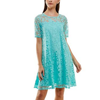 Women's Nina Leonard Burnout-Lace Swing Dress