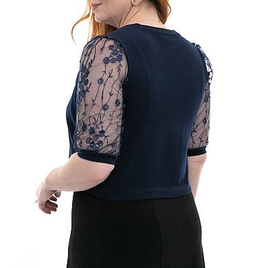 Women's Nina Leonard Embroidered-Sleeve Bolero