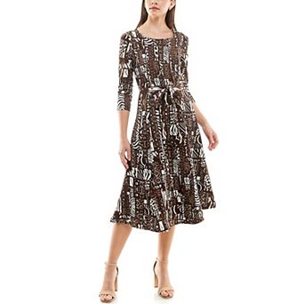 Women's Nina Leonard Sylvia Print Midi Dress