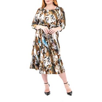 Women's Nina Leonard Sylvia Print Midi Dress