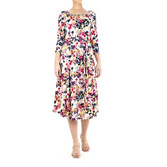 Women's Nina Leonard Sylvia Print Midi Dress