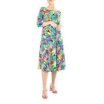 Women's Nina Leonard Sylvia Print Midi Dress