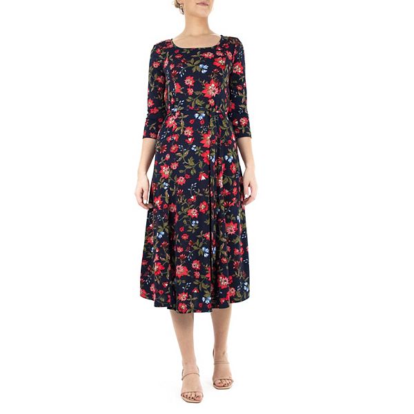 Women's Nina Leonard Sylvia Print Midi Dress