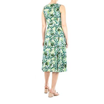 women's nina leonard print midi dress Nina Leonard Printed Jersey Knit Midi Dress - Pink
