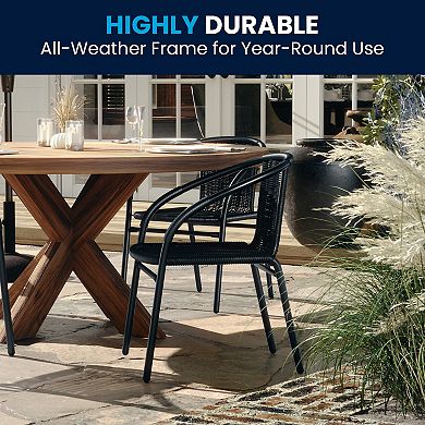 Flash Furniture Rattan Indoor / Outdoor Restaurant Stacking Chair 2-piece Set