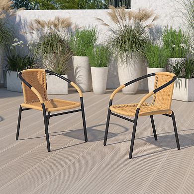 Flash Furniture Rattan Indoor / Outdoor Restaurant Stacking Chair 2-piece Set