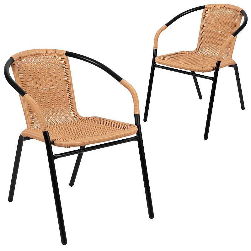 Flash Furniture Rattan Indoor / Outdoor Restaurant Stacking Chair 2-piece S