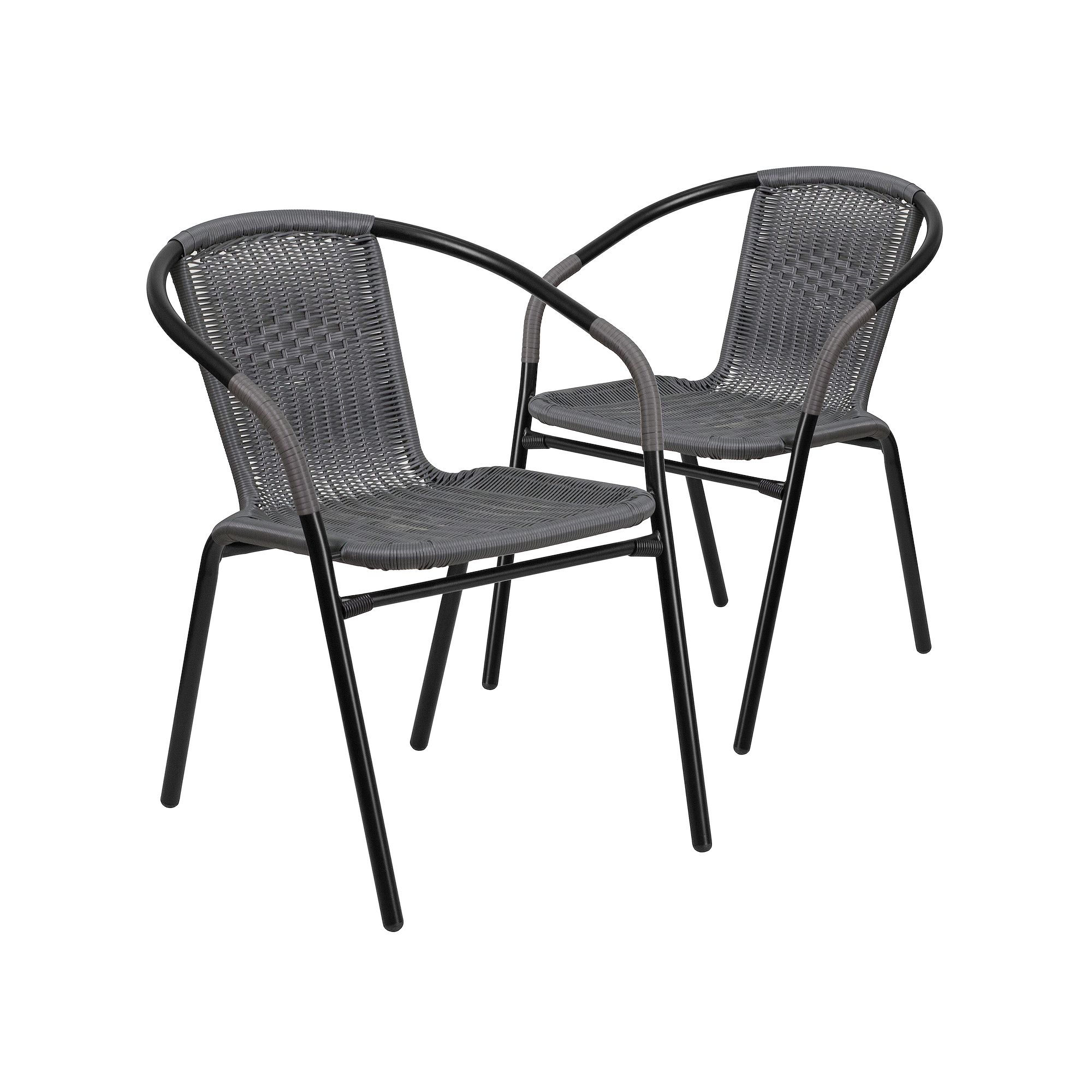 Flash Furniture Rattan Indoor / Outdoor Restaurant Stacking Chair 2-piece S