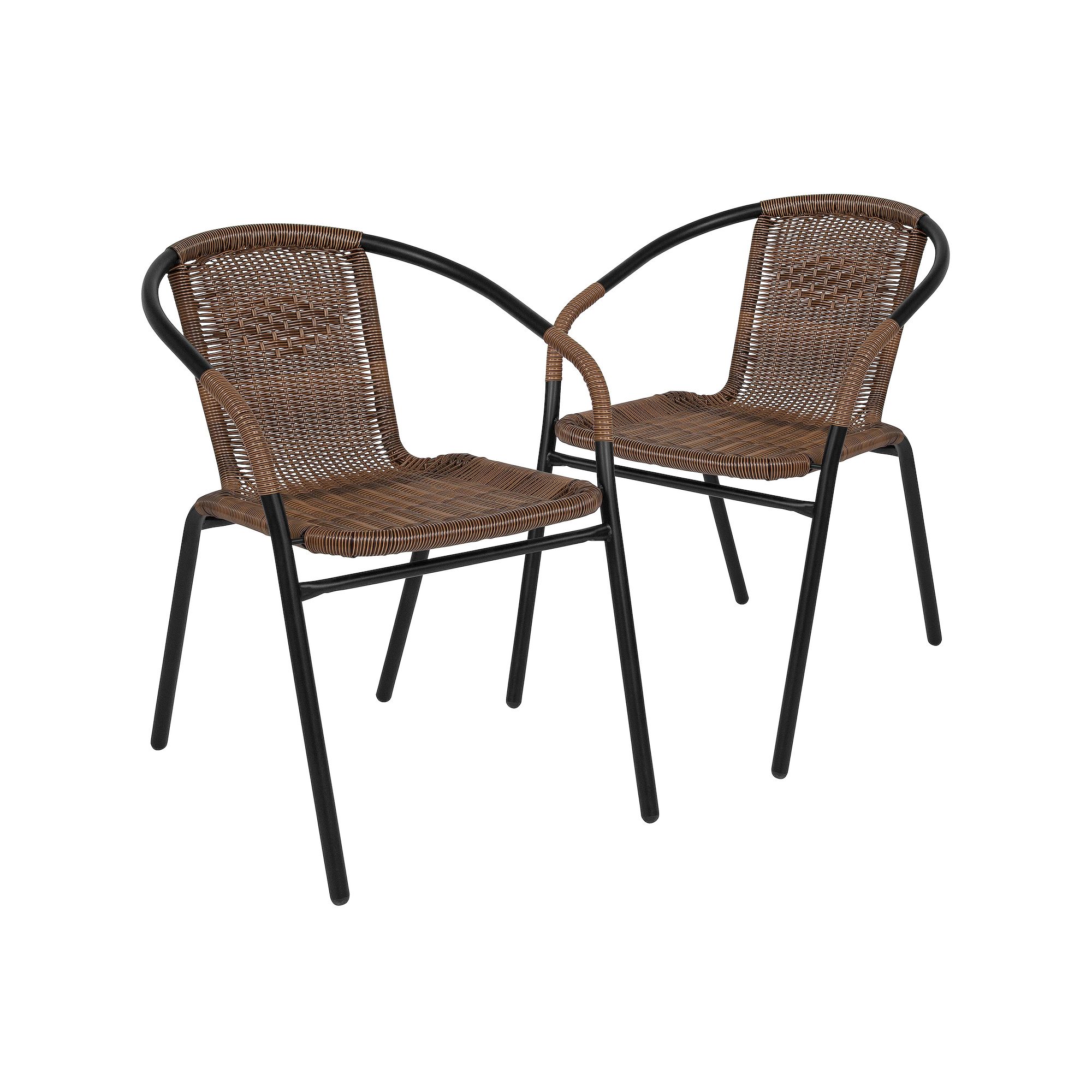 Flash Furniture Rattan Indoor / Outdoor Restaurant Stacking Chair 2-piece S