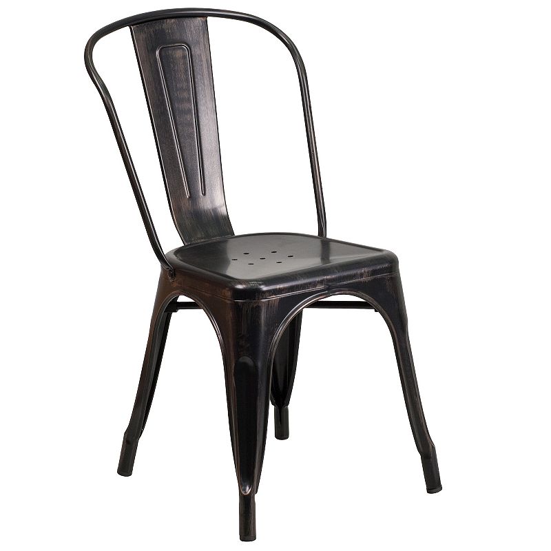 Flash Furniture Commercial-Grade Metal Indoor / Outdoor Stackable Chair, Bl