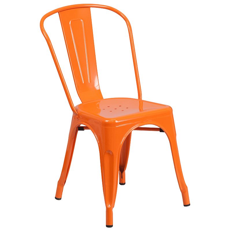 Flash Furniture Commercial-Grade Metal Indoor / Outdoor Stackable Chair, Or