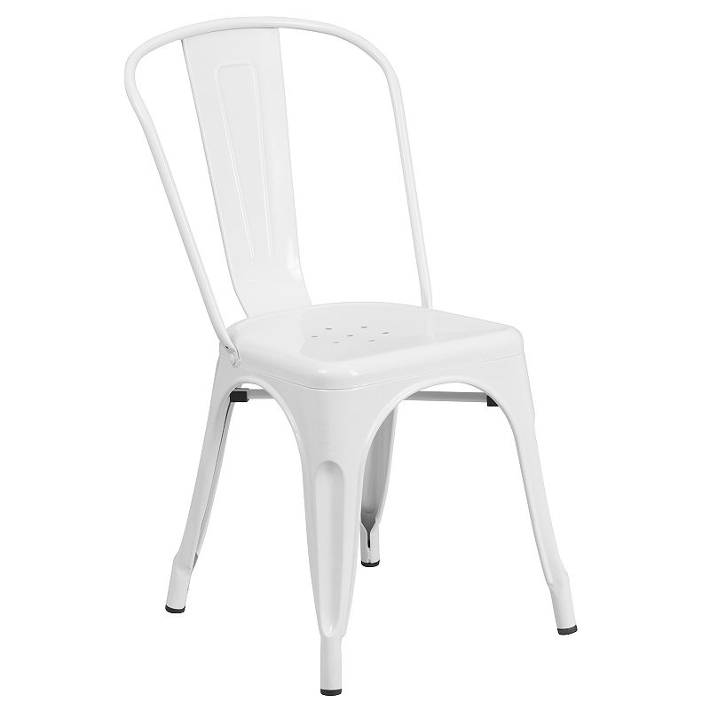 Flash Furniture Commercial-Grade Metal Indoor / Outdoor Stackable Chair, Wh