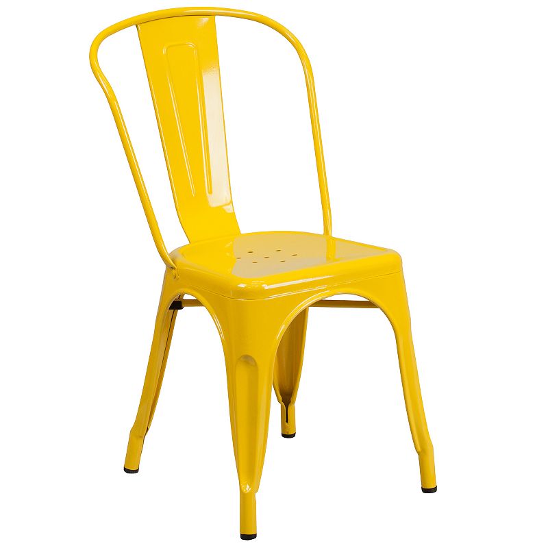 Flash Furniture Commercial-Grade Metal Indoor / Outdoor Stackable Chair, Ye