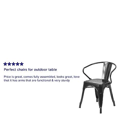 Flash Furniture Commercial-Grade Metal Indoor / Outdoor Chair with Arms