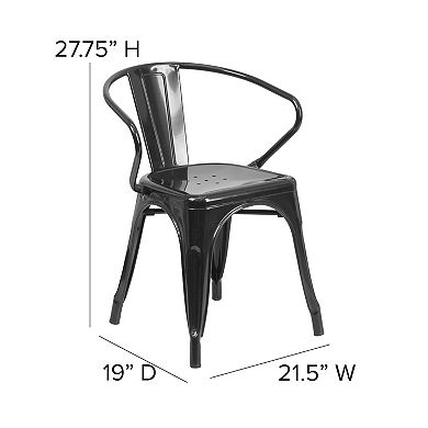 Flash Furniture Commercial-Grade Metal Indoor / Outdoor Chair with Arms
