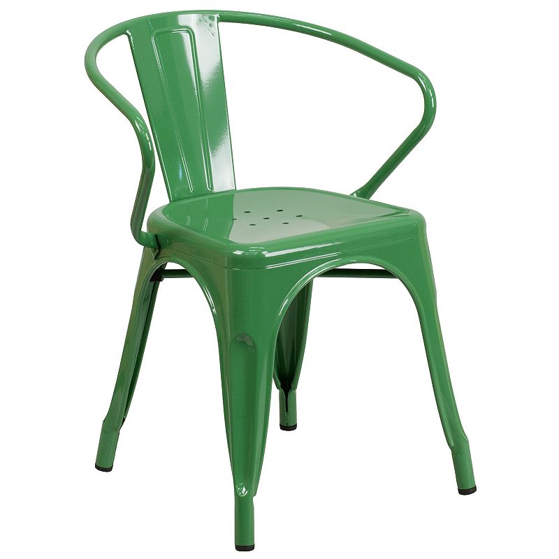 Flash Furniture Commercial-Grade Metal Indoor / Outdoor Chair with Arms, Gr