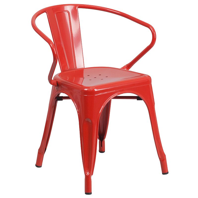 Flash Furniture Commercial-Grade Metal Indoor / Outdoor Chair with Arms, Re