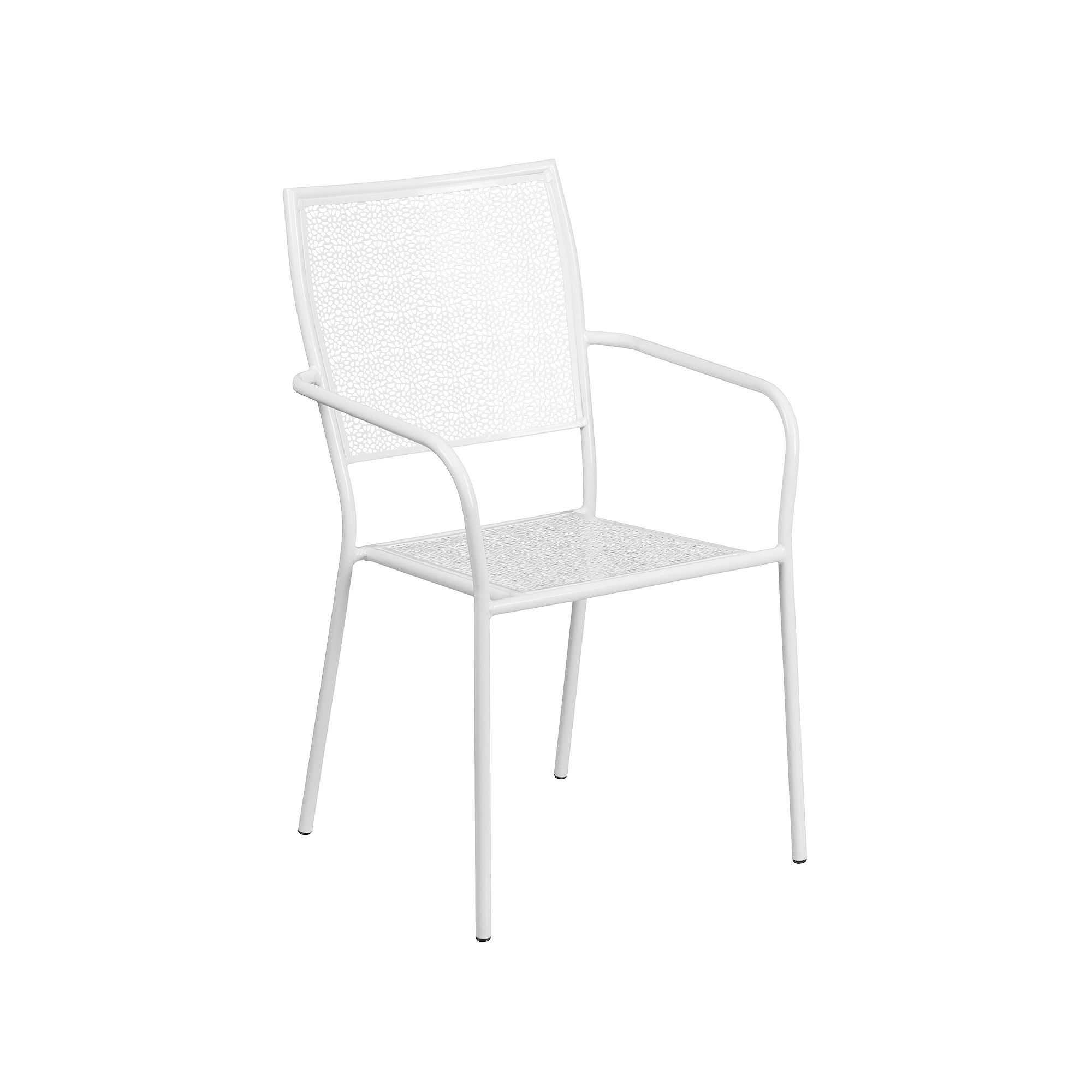 Flash Furniture Commercial-Grade Indoor / Outdoor Steel Patio Arm Chair, Wh