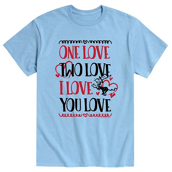Men s dr seuss one love two love i love you love tee