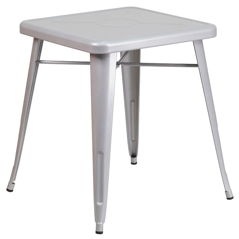 Flash Furniture Commercial-Grade Square Metal Indoor / Outdoor Table, Grey