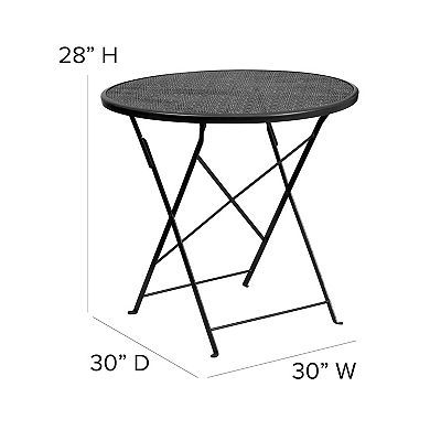 Flash Furniture Commercial-Grade Round Sky Blue Indoor / Outdoor Steel Folding Patio Table