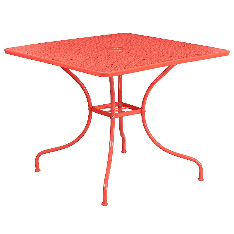 Flash Furniture Commercial-Grade Square Indoor / Outdoor Steel Patio Table 
