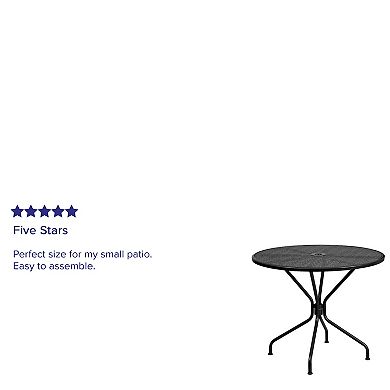 Flash Furniture Commercial-Grade Round Indoor / Outdoor Steel Patio Table with Umbrella Hole