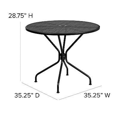 Flash Furniture Commercial-Grade Round Indoor / Outdoor Steel Patio Table with Umbrella Hole