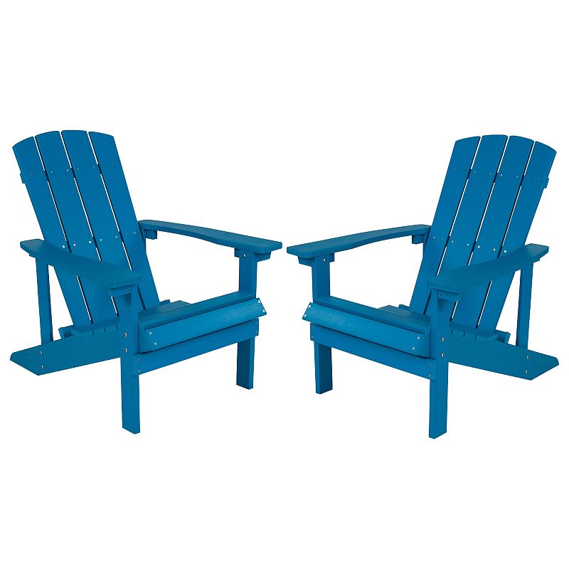 Flash Furniture Charlestown All-Weather Adirondack Chair 2-Piece Set, Blue