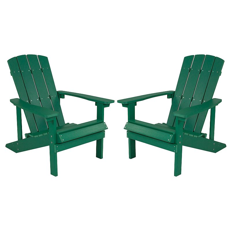 Flash Furniture Charlestown All-Weather Adirondack Chair 2-Piece Set, Green