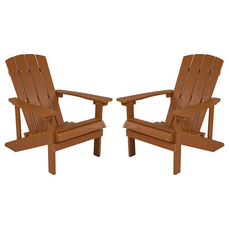 Flash Furniture Charlestown All-Weather Adirondack Chair 2-Piece Set, Brown